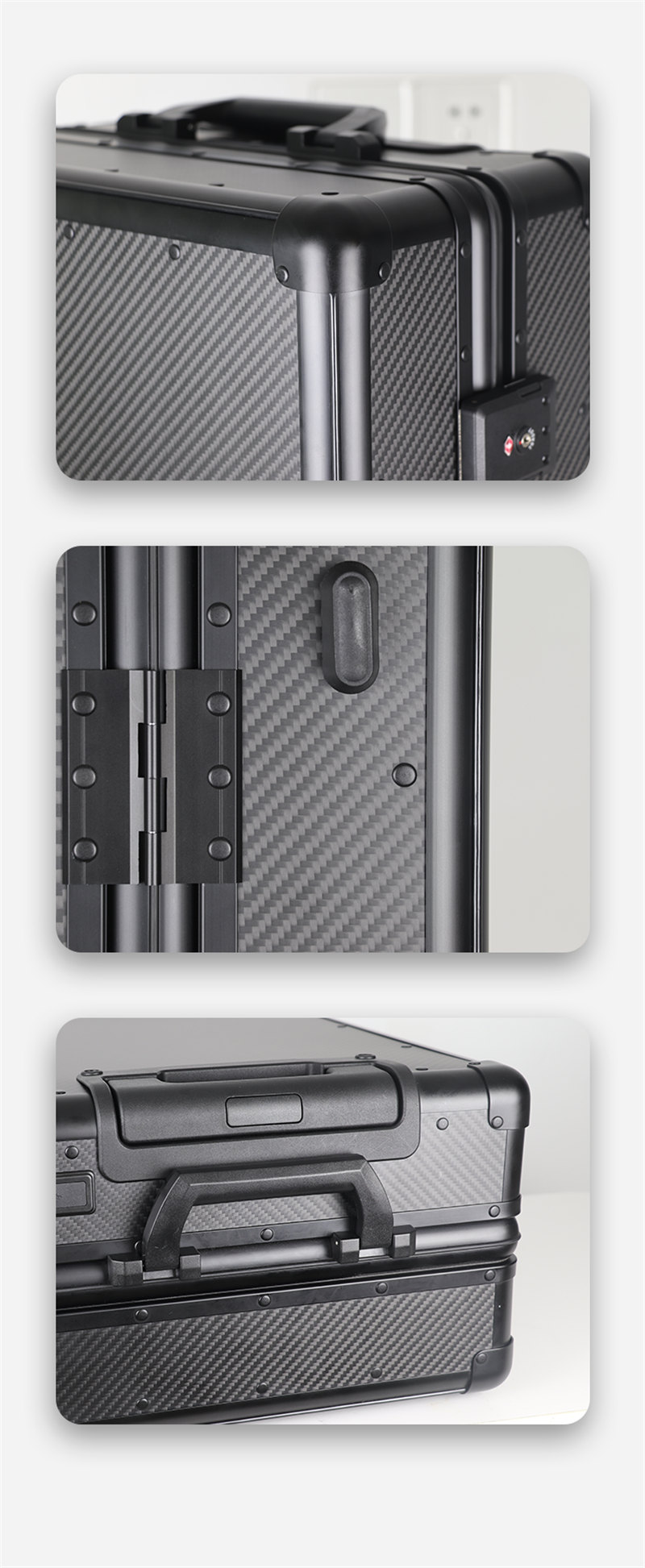碳纖維行李箱 高檔時(shí)尚耐用旅行箱 萬向輪TSA密碼鎖碳纖維輕質(zhì)高強(qiáng)度行李箱干碳包圍  -6